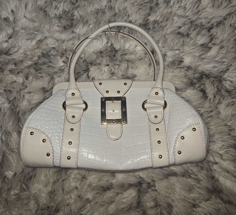 Vintage White Crocodile-Embossed Michael Kors Handbag